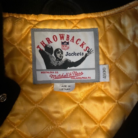 Rare Mitchell & Ness Pittsburgh Steelers NFL Varsity Jacket M Wool throwback - Picture 3 of 6